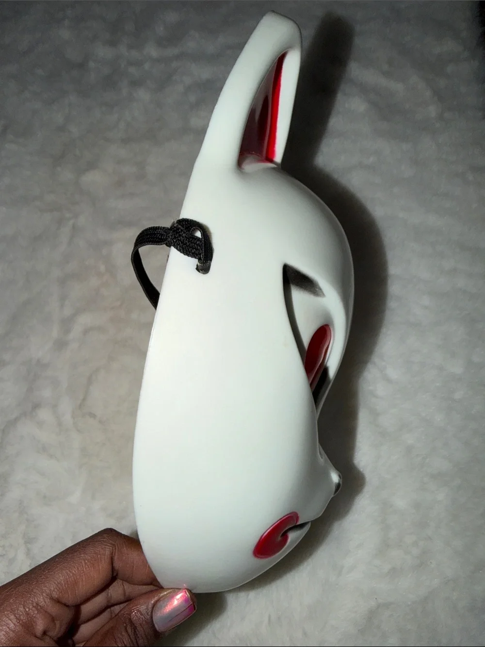 White and Red Cat Face Mask for Pets - Decorative Pet Accessory